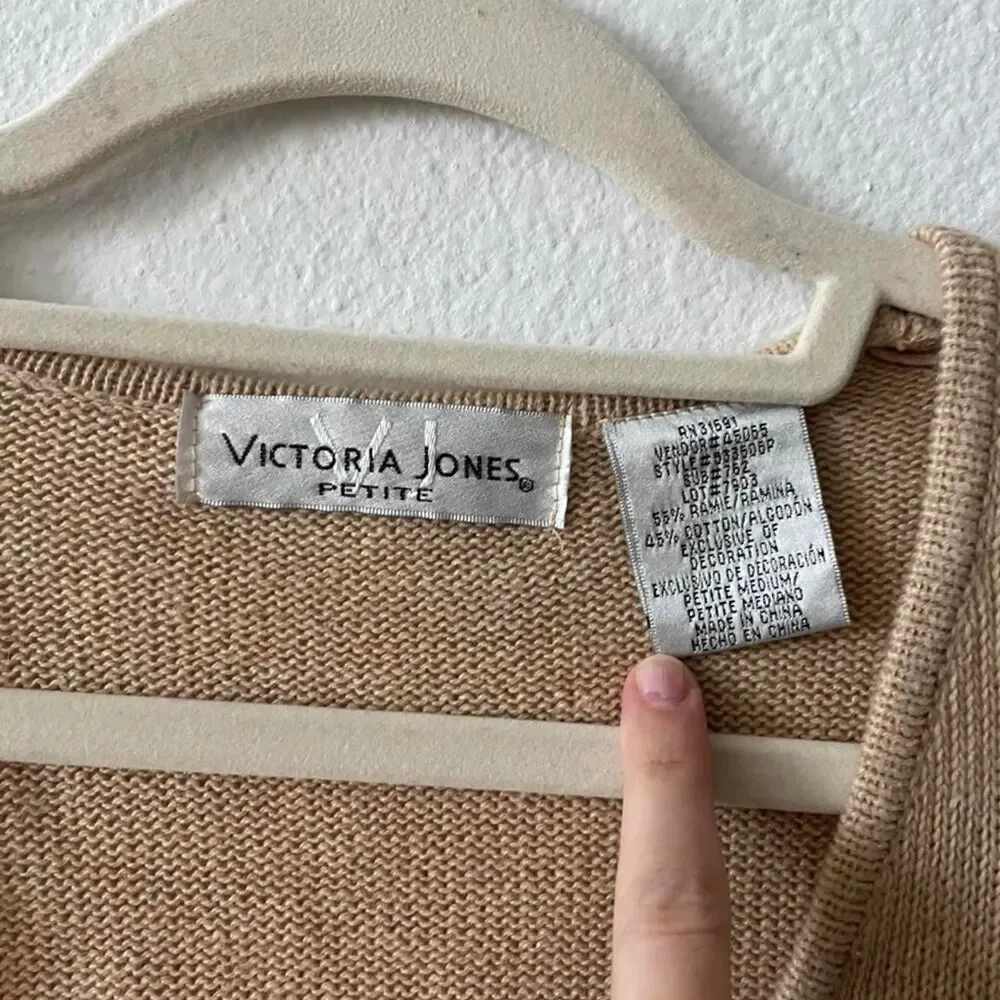 Victoria Jones Petite Floral Cardigan Women's S Vintage Embroidered Y2K Knit - Picture 3 of 7